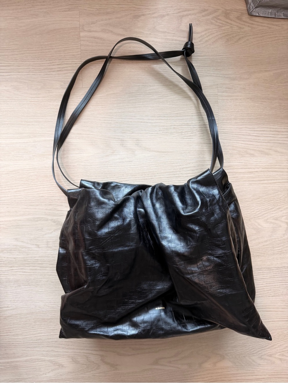 Jil Sander Black Slouchy Leather Shoulder Bag